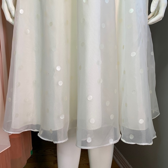Beautiful Vintage 70s Dress Belted White white dots Wedding - Picture 10 of 14